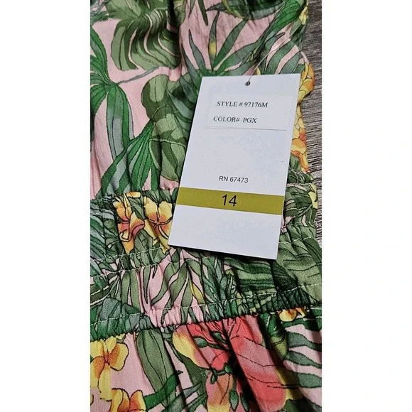 Maison Tara Tiered Midi Dress Women's Green 14 - Picture 9 of 10